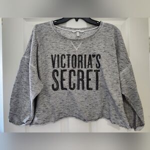 Victoria's Secret Black and Gray Logo Sweatshirt Crop